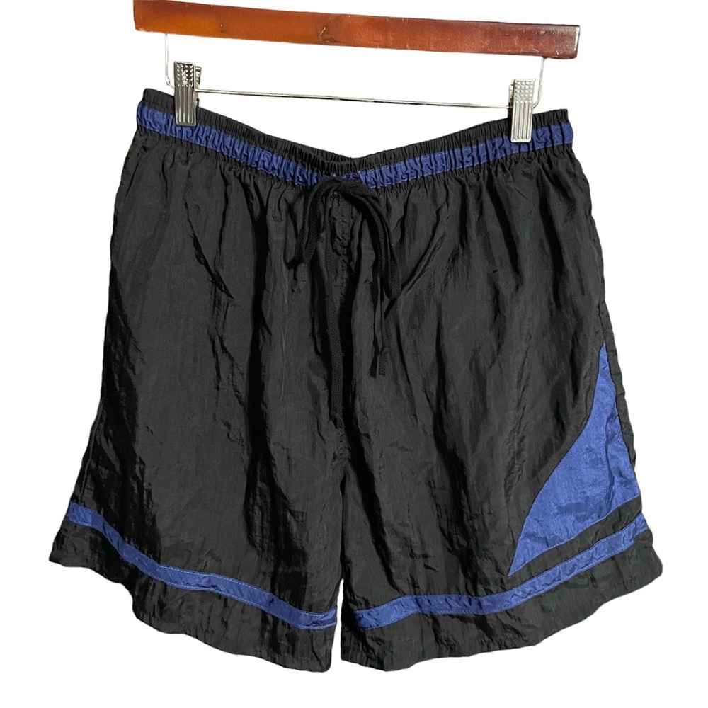 Vintage Mens Bugle Boy Swim Trunks Size LARGE Black & Blue